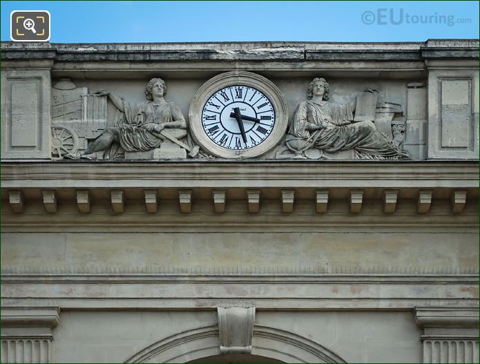 Two female allegorical statues Gare Denfert-Rochereau facade