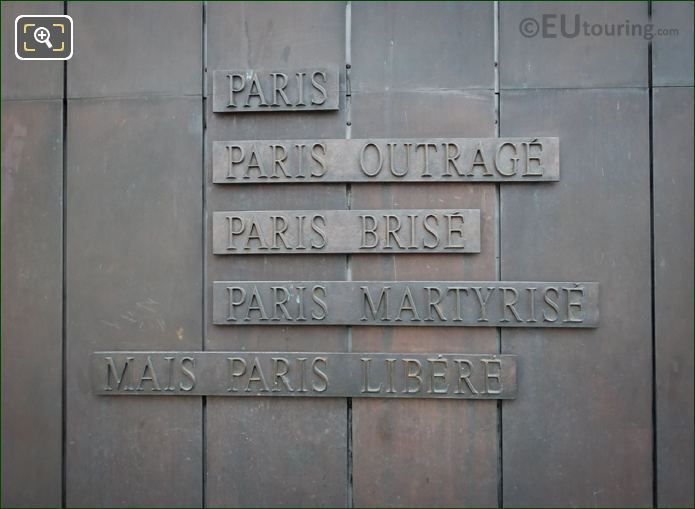 Charles de Gaulle speech inscription