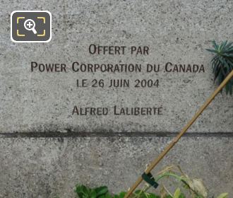 Power Corporation of Canada inscription on Samuel Champlain monument