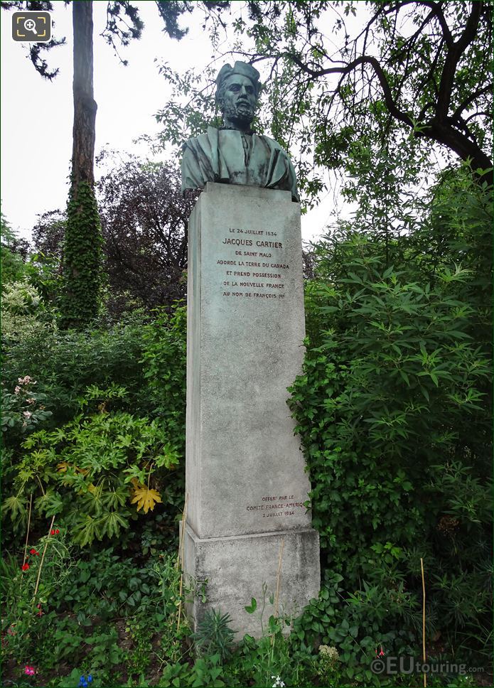 Jacques Cartier monument in Jardin de la Nouvelle France