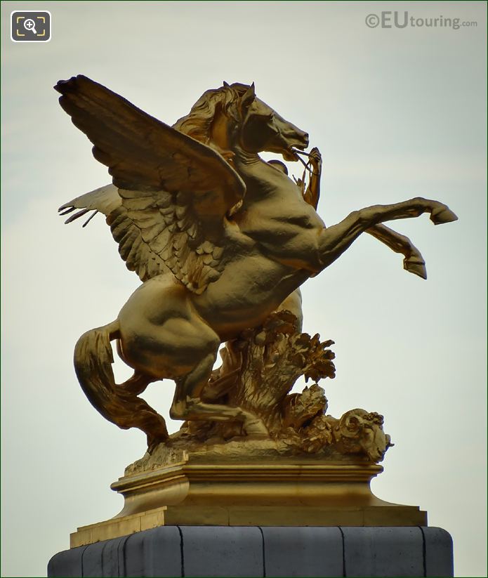 Pont Alexandre III Pegasus statue south west corner