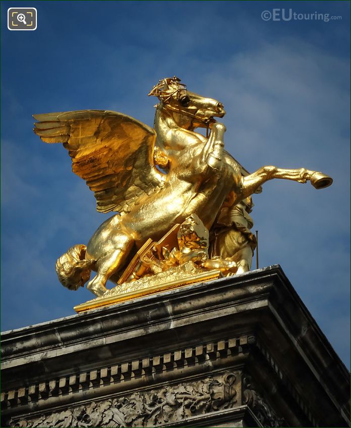 Golden winged horse statue Pont Alexandre III
