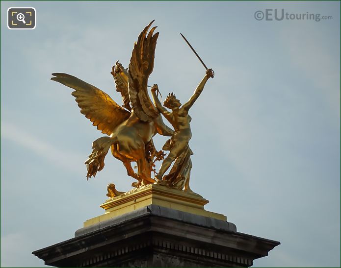 Pegasus held by Fame statue on Pont Alexandre III
