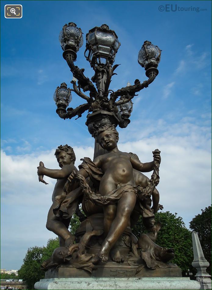 Pont Alexandre III bronze candelabra with cupids