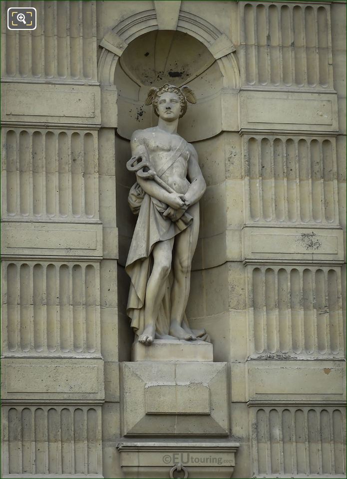 God of Commerce statue Mercure on Aile de Flore