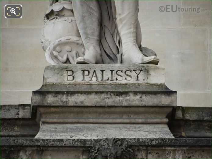 B Palissy inscription on stone base