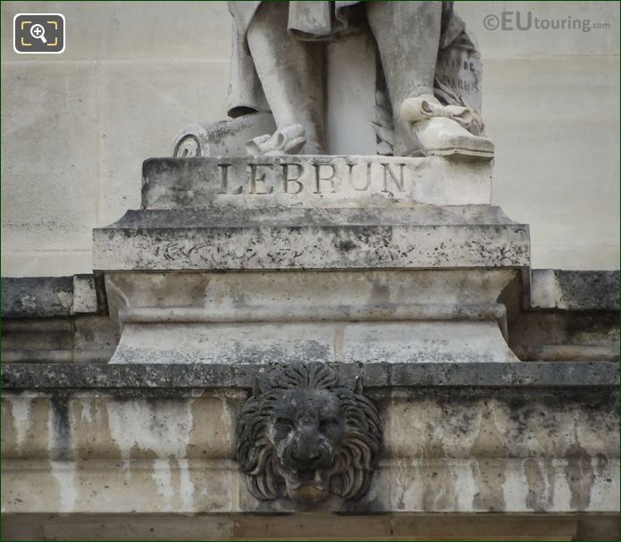 Name inscription on Charles le Brun statue