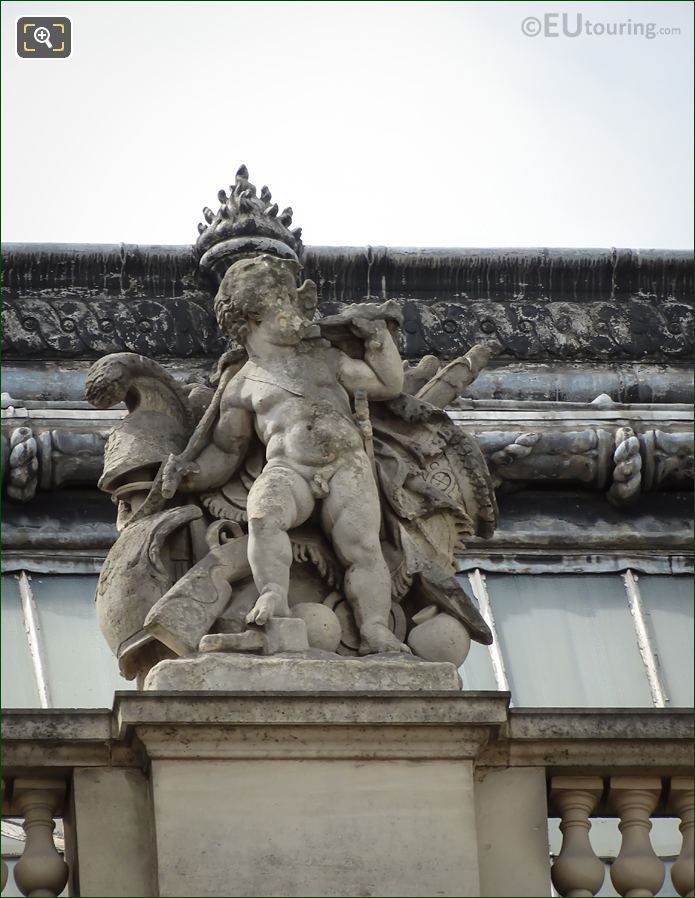 La Guerre statue on Pavillon Lesdiguieres at the Louvre