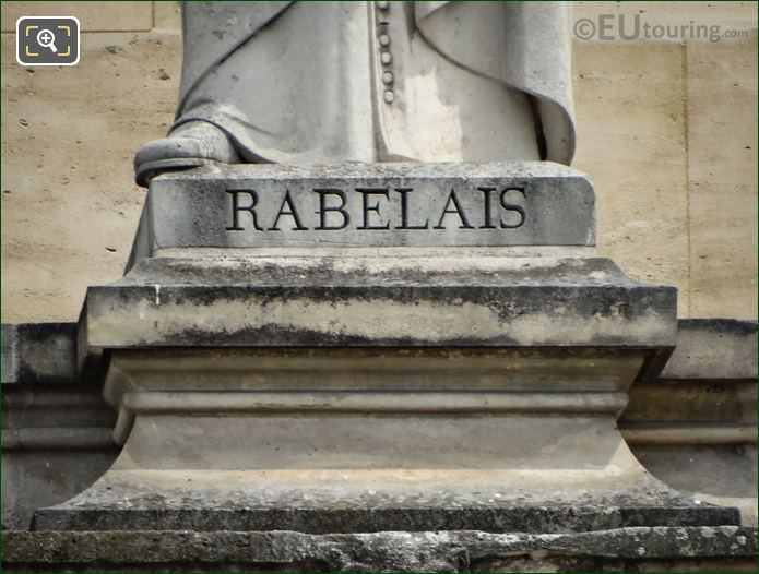 Name inscription on Francois Rabelais statue