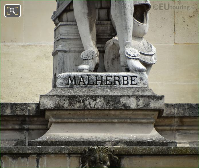 Name inscription on Francois de Malherbe statue