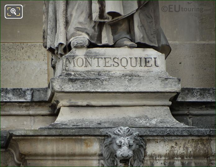 Name inscription on Montesquieu statue