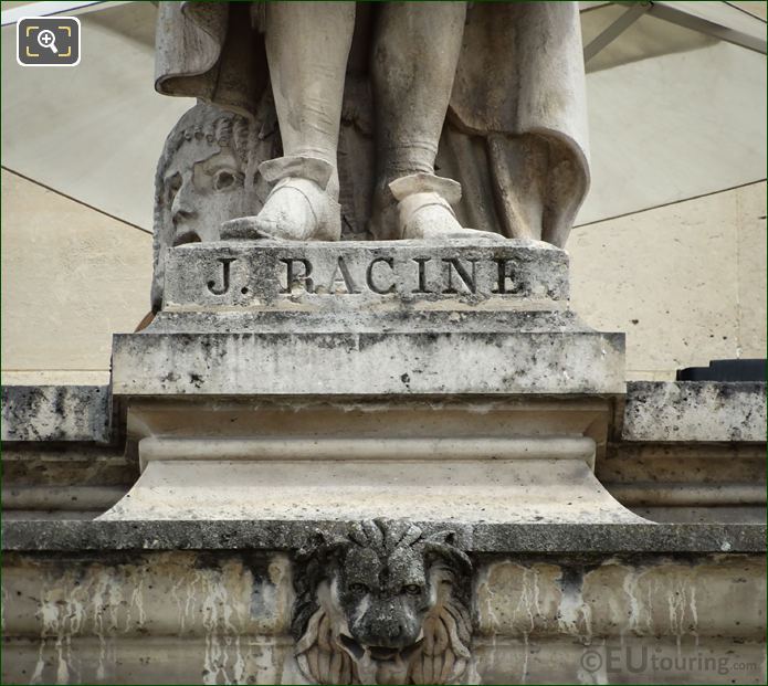 Name inscription on Jean Racine statue
