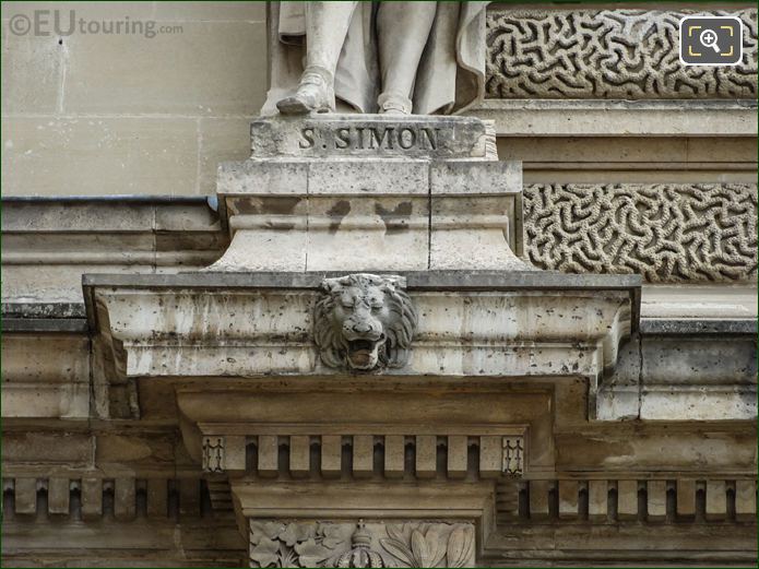 Saint Simon inscription on statue base at Musee du Louvre