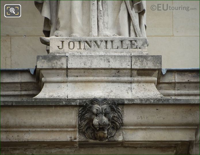 Name inscription on Jean de Joinville statue