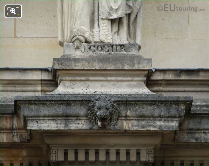 Name inscription on Jacques Coeur statue