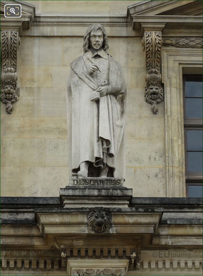 Rene Descartes statue on Aile Daru