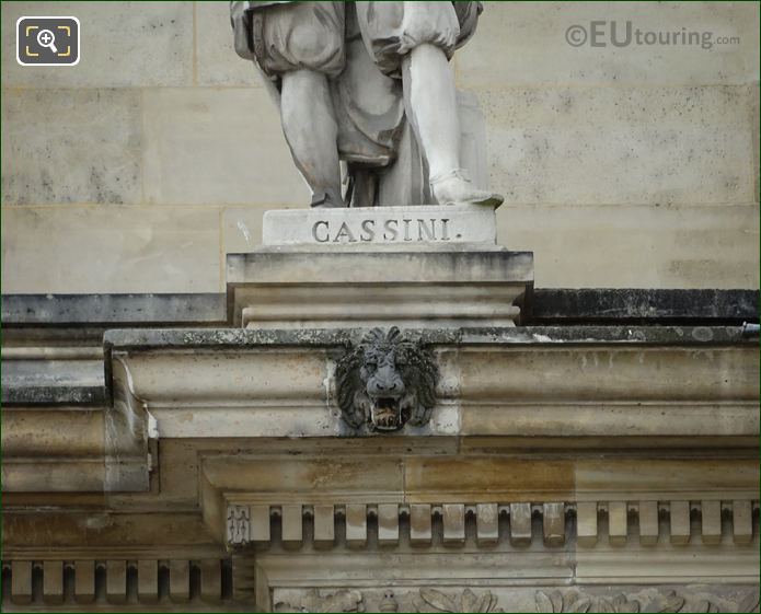 Inscription on C F Cassini statue in Paris