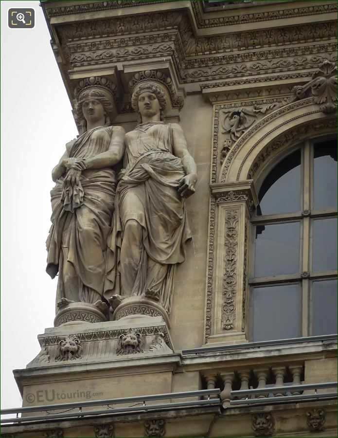 LHS Caryatid sculptures on Pavillon Denon facade