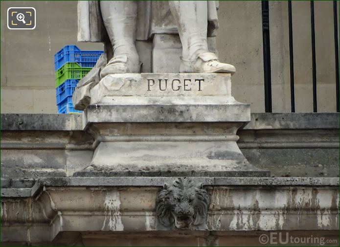 Name inscription on Pierre Puget statue
