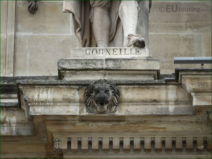 Name inscription on Pierre Corneille statue