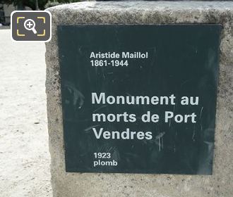 Monument aux Morts de Port Vendres plaque