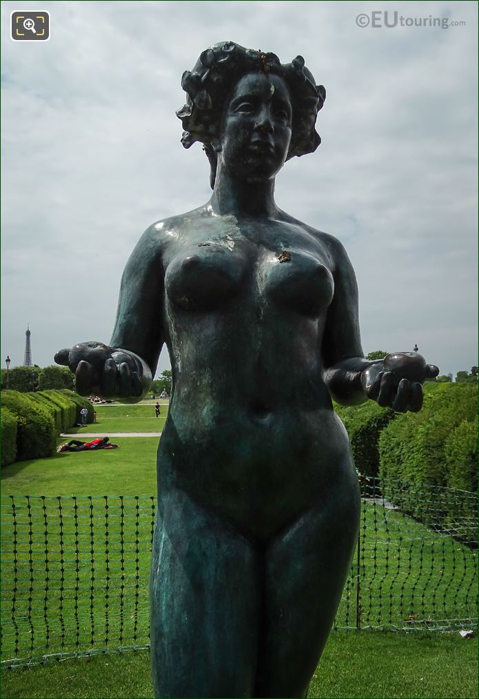 Close up of the bronze Pomone statue