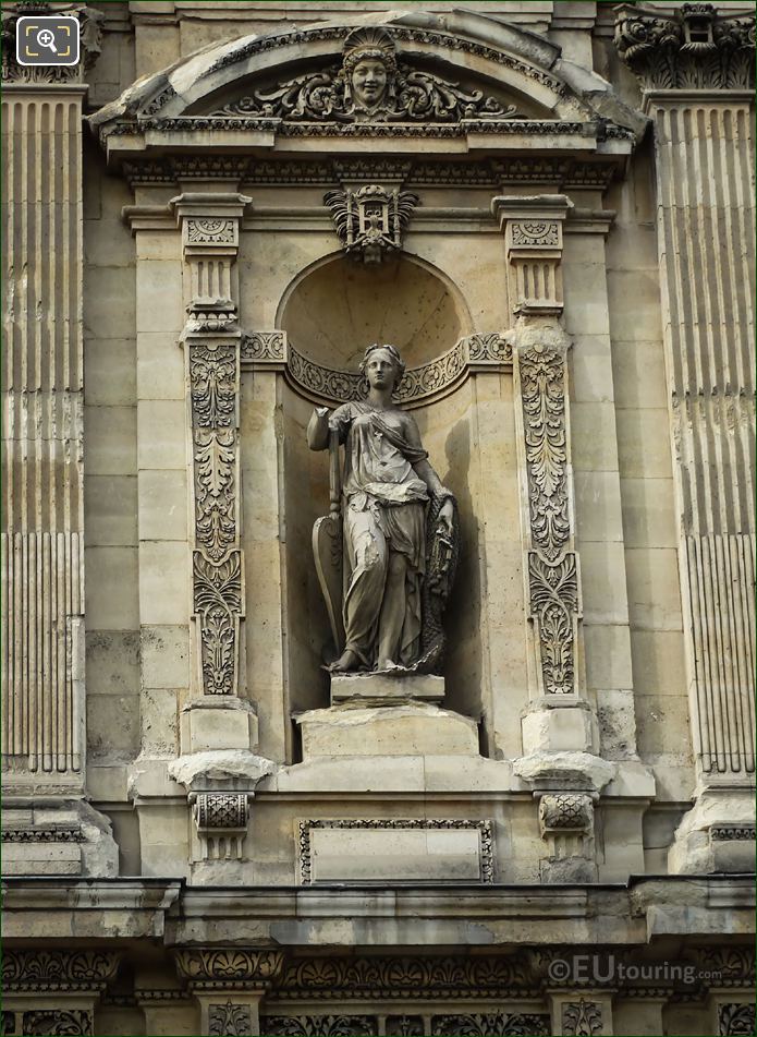 La Peche Fluviale statue on Grande Galerie at Musee du Louvre