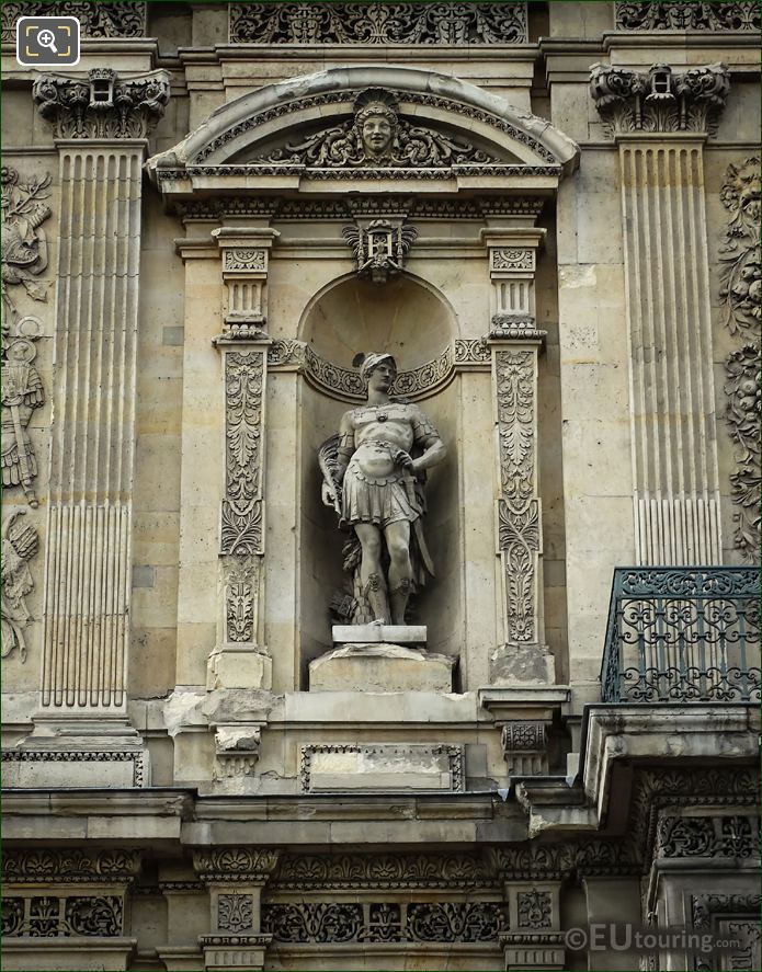 God of War statue Mars on Grande Galerie at Musee du Louvre