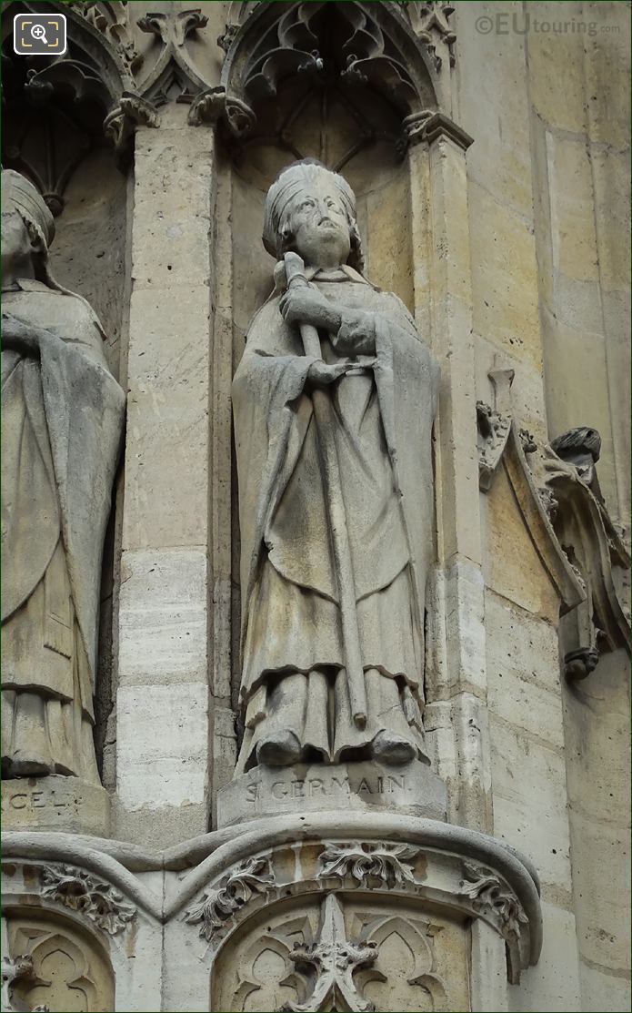 Saint Germain statue, Eglise Saint-Germain l'Auxerrois facade, Paris
