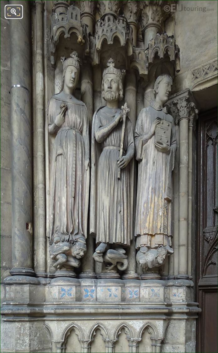 Queen of Sheba, King Solomon and Saint Vincent of Saragossa statues