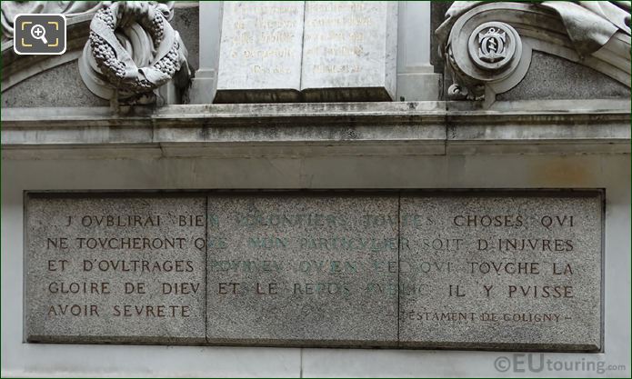 Gaspard de Coligny monument inscription