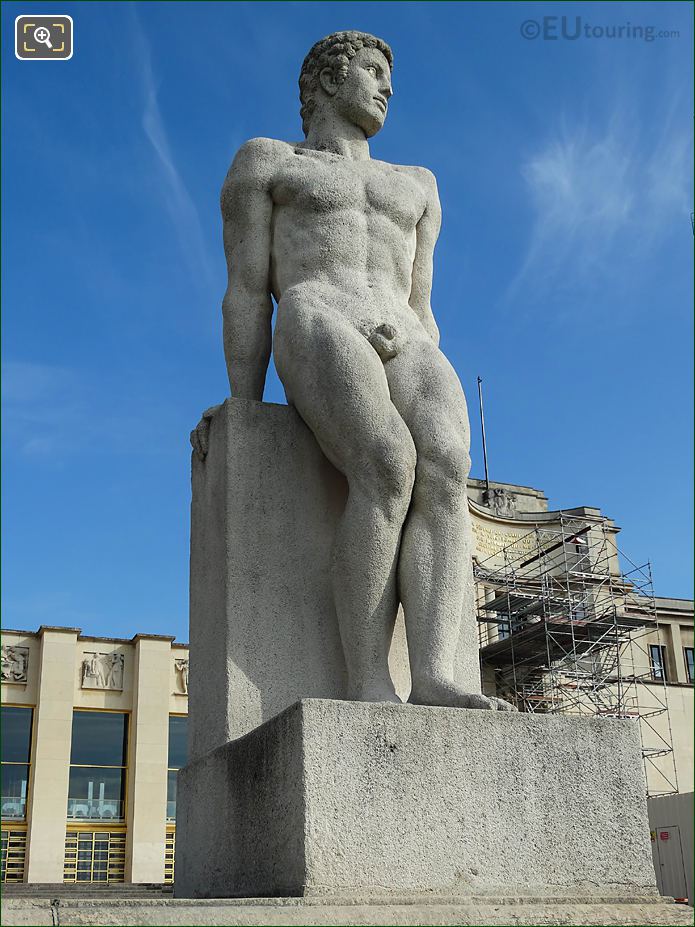 Front of L'Homme statue