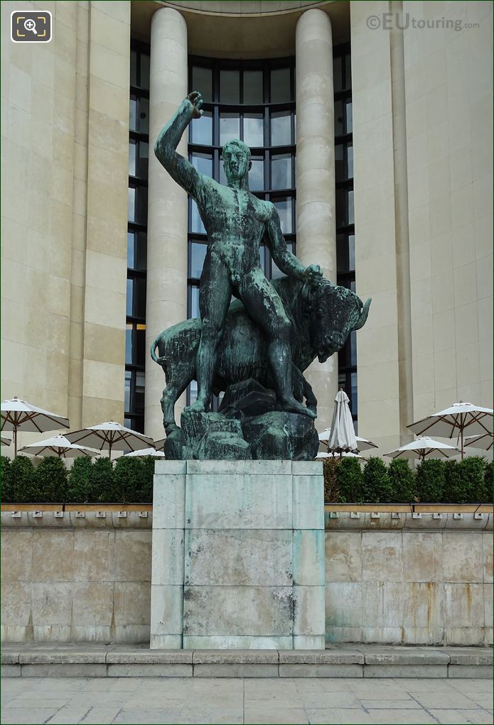 Front of bronze Hercules and Bull statue
