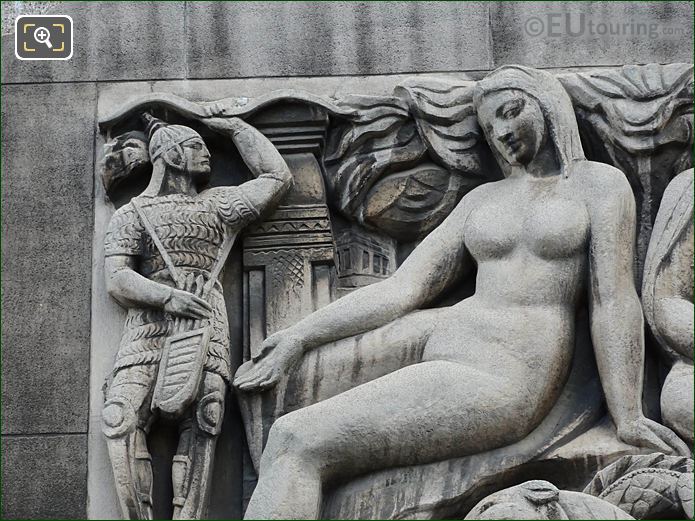 Female figure and soldier Asia sculpture Palais de Chaillot