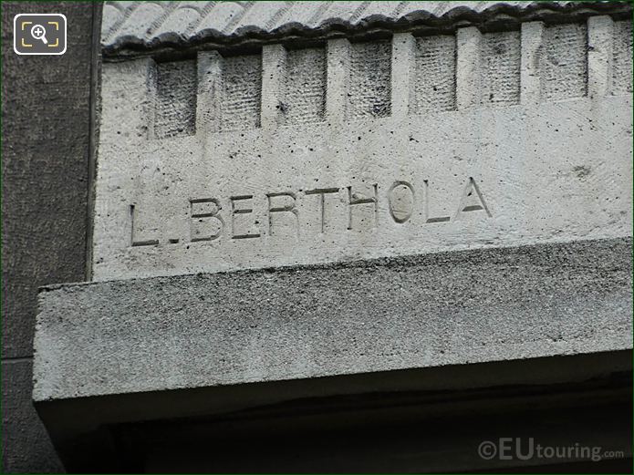 Louis Berthola inscription on L'Art de la forge sculpture