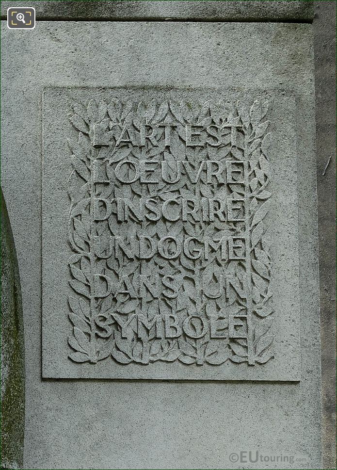 Left side inscription on Paul Adam Monument