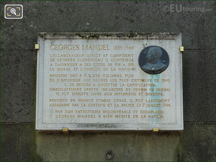 Georges Mandel plaque in Place du Trocadero
