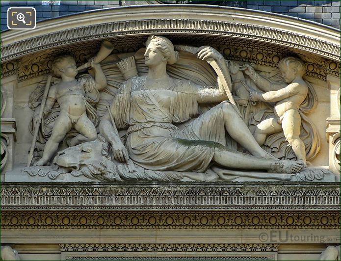 Aile de Flore pediment sculpture by artist Louis Merley