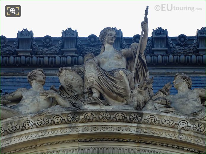 Pavillon de Flore pediment sculpture by artist Jules Cavelier