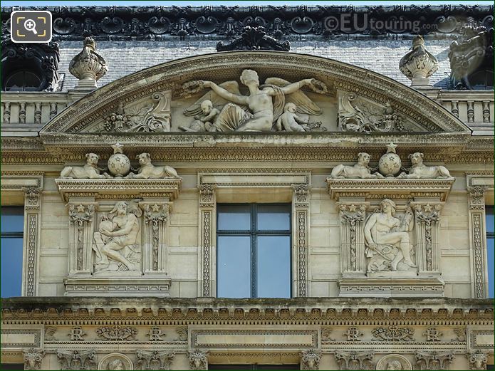 Window and pediment sculpture Aile de Marsan Musee du Louvre