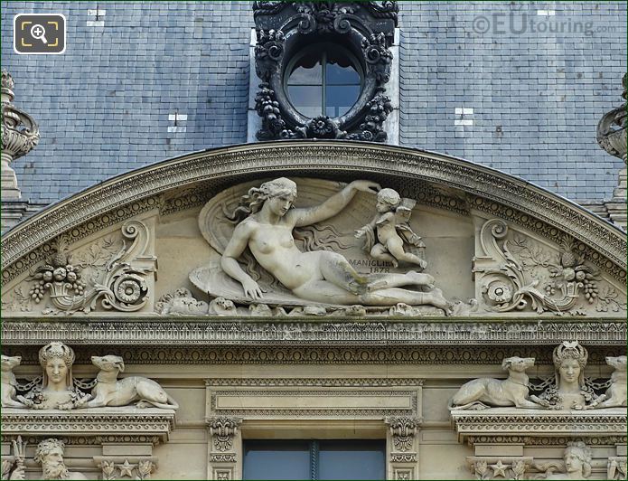 Sixth pediment sculpture South facade Aile de Marsan, The Louvre