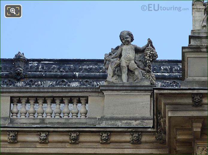 West facade Aile Henri II, L’Automne statue, The Louvre