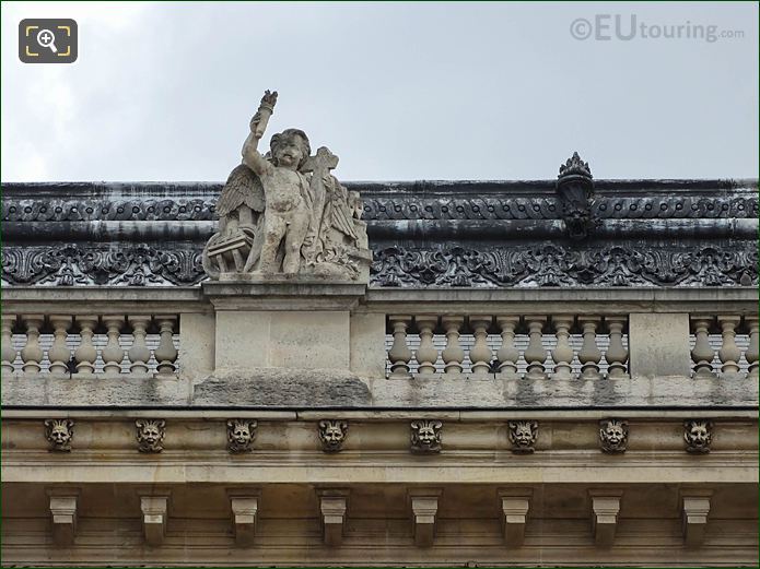Top West facade of Aile Henri IV and La Civilisation statue