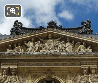 France Protegeant la Science et l'Art sculpture on Pavillon Richelieu