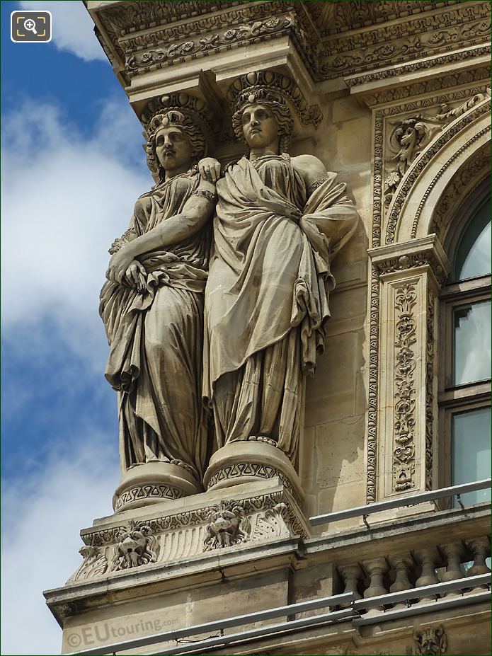 Caryatid sculptures left side of Pavillon Richelieu, Musee du Louvre