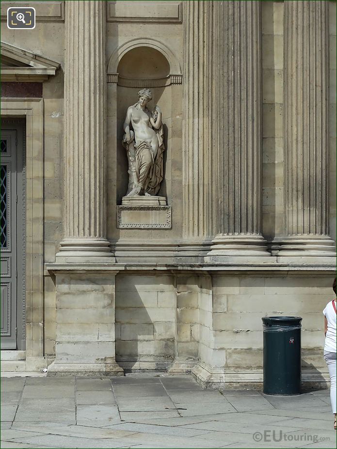 South facade Aile Nord Nymphe des Fontaines statue, The Louvre, Paris