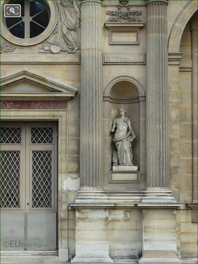 West facade Aile Est marble God of Music statue Apollon
