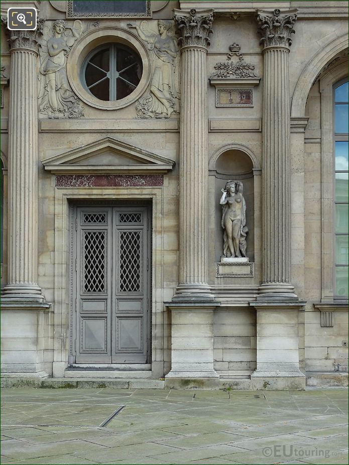 North facade Aile Sud with Omphale statue at The Louvre