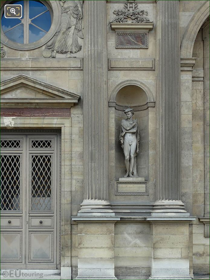 North facade Aile Sud with Mercure statue, The Louvre