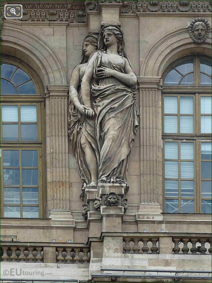 Caryatid sculptures 3rd from left on Pavillon de l'Horloge